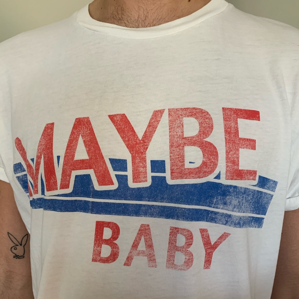 TOPSHOP graphic tee, Maybe Baby t-shirt, red/blue